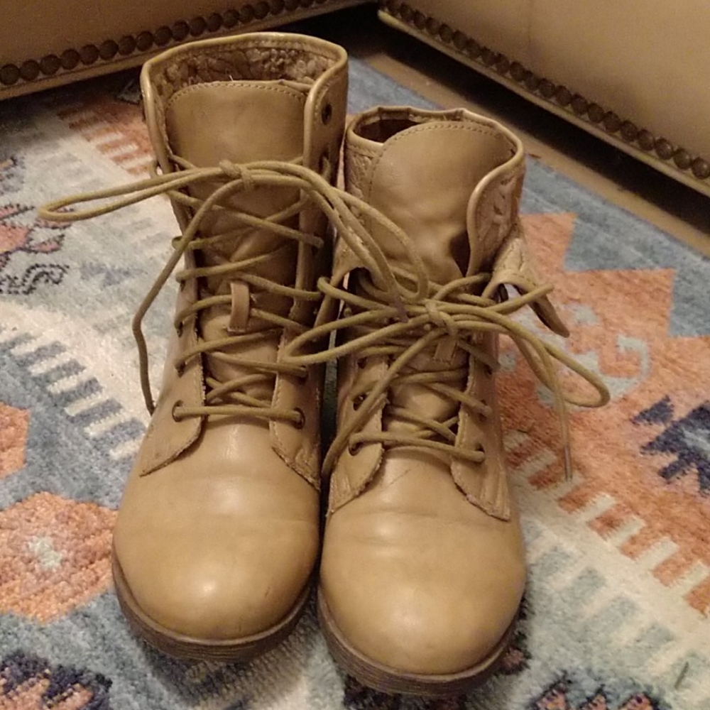 Tan combat boots